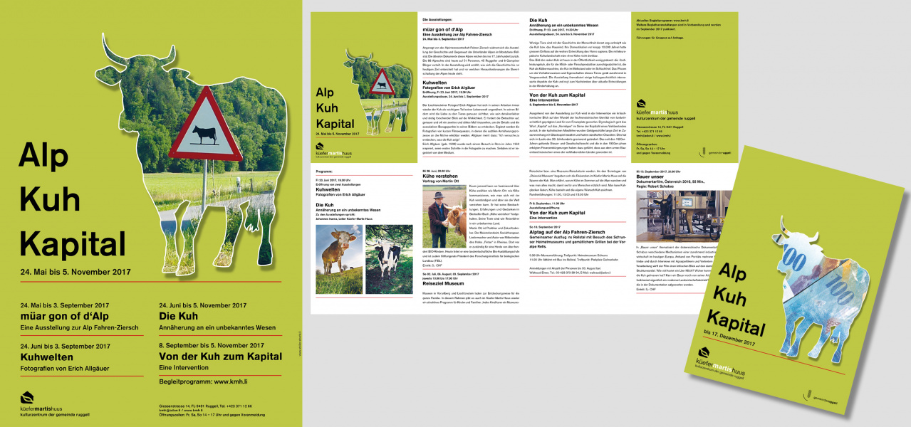 Gestaltungskonzept für die dreiteilige Ausstellung Alp – Kuh – Kapital, 2017